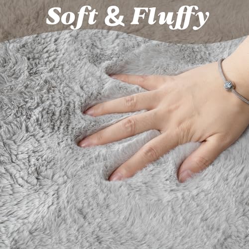 Fluffy Faux Rabbit Fur Rug Runner 2'x6' (Grey / 2' x 6')