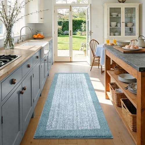 48x24 Bathroom Rugs Non Slip Washable (Dusty Blue / 2' x 4' (Rectangular))