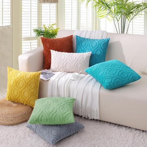 Faux Fur Plush Soft Blue Grey Throw Pillow Covers 12x20 Set of 2 (20" x 12" (Pack of 2) / Blue Grey)