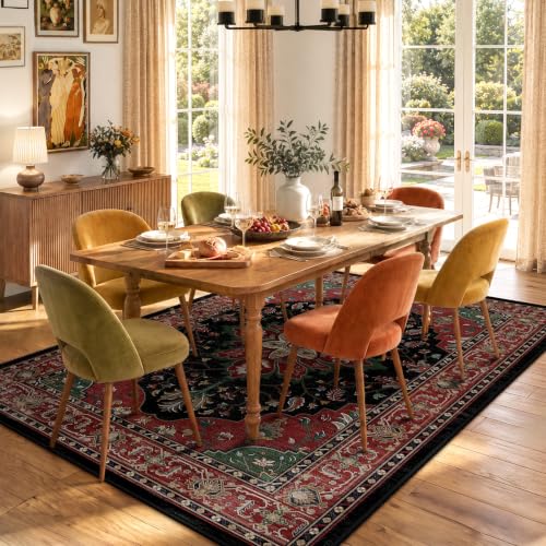 Washable Area Rug (Red / Black / 5' x 7' (Rectangular))