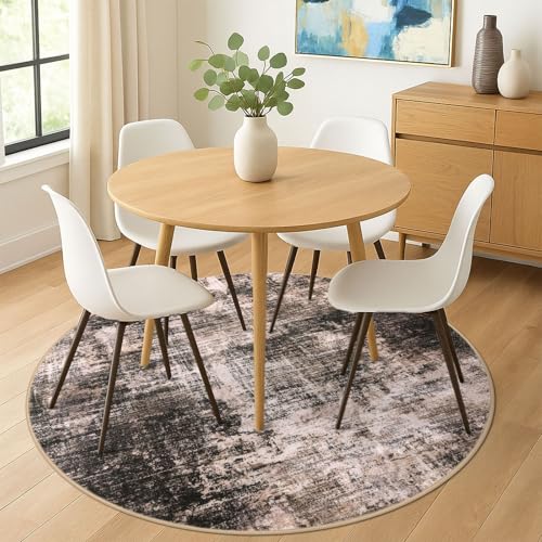 Abstract Round Area Rug 6 Ft Washable Circle Rugs Large Round Rug Non Slip Thin Soft Circle Rugs (Brown/Rust / 6' x 6' (Rectangular))