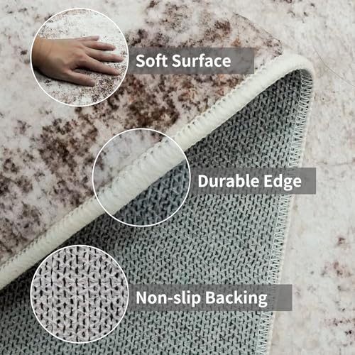 Hallway Runner Rug 2x8 Washable (Beige/Brown / 2' x 8' (Rectangular))