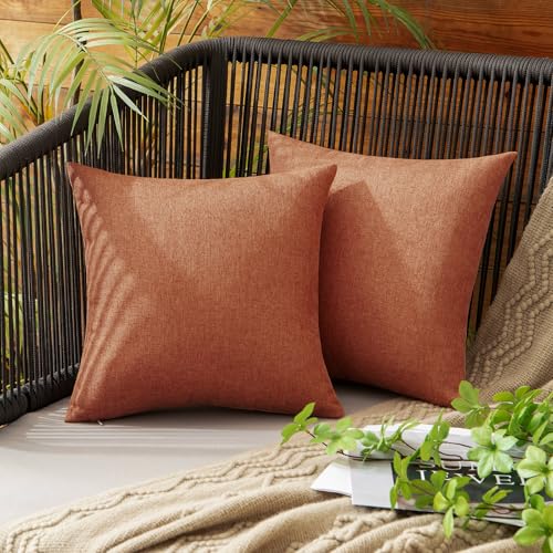 Decorative Outdoor Pillow Covers Fall 12x12 Rust (12" x 12" (Pack of 2) / Rust)