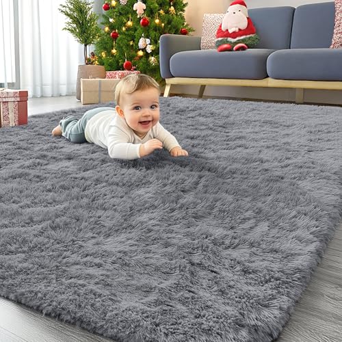Area Rugs for Living Room Bedroom (4x5.9 Ft / Light Grey)