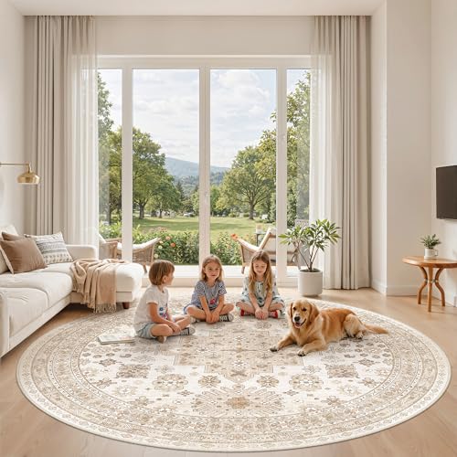 Round Rug 8ft (Cream/Beige / 8' (Round))
