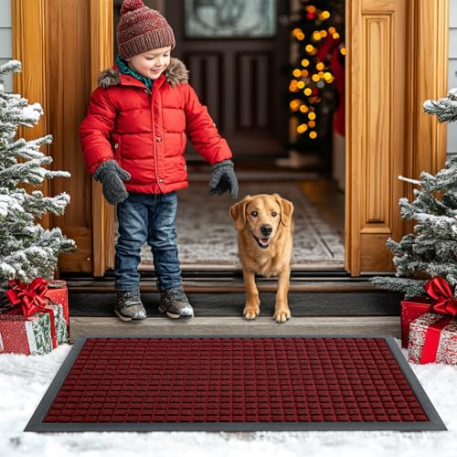 Front Door Mat Outside Entrance (Red / 70" X 46.5")