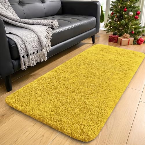 2x5 Machine Washable Runner Rugs for Hallway (2x5 Ft / Yellow)