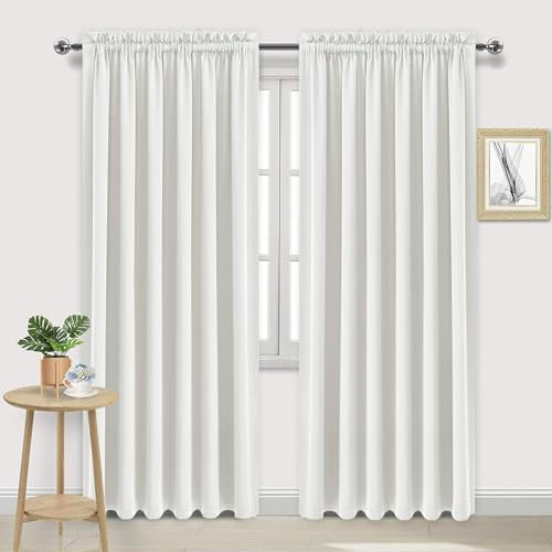 Wide Blackout Curtains for Bedroom Living Room 70 x 84 Inch Long Ivory (Ivory / 70"W x 84"L (Pack of 2))