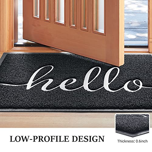 Door Mat Welcome Mat Floor Mat for Entryway (Black-hello / 2'0" x 3'0" (Rectangular))