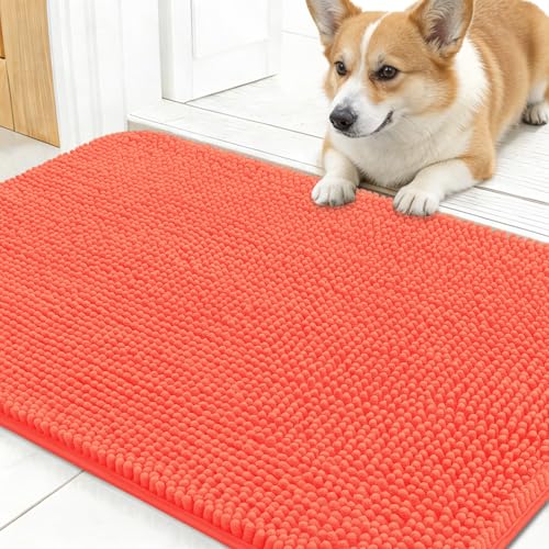 Dog Door Mat for Muddy Paws 30x17 (Coral / 30" X 17")
