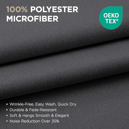 Blackout Curtains 108 Inch Long 2 Panels (Dark Grey / 52"W x 108"L (Pack of 2))