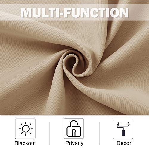 Kitchen Windows Curtains Blackout for Home Christmas (Biscotti Beige / 42"W x 36"L (Pack of 2))