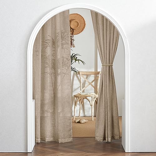 Extra Wide Sheer Curtains for Sliding Patio Door Large Window (Khaki / 70"W x 84"L (Pack of 2))