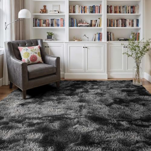 4x6 Ft Shag Rugs for Bedroom Living Room (Dark Grey / 4' X 6' (Rectangular))