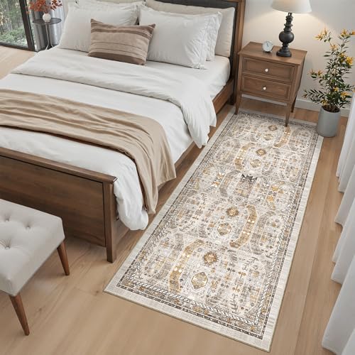 Washable Runner Rug 3x6 Runners for Hallways Non Slip (Brown/Gold / 3' x 6' (Runner))