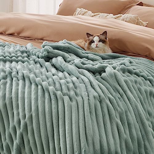 Full Size Fleece Blankets for Bed Sage Green 84"x90" (Sage Green / Full)