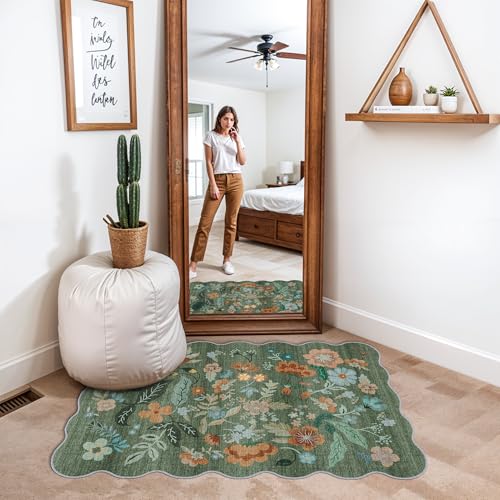Washable Floral 2x3 Area Rug (2' x 3' (Rectangular) / Green/Floral)