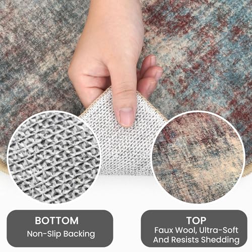 Abstract Runner Rug 3x20 Ft Extra Long Washable Runners for Hallways (Red/Multi / 3' x 20' (Rectangular))