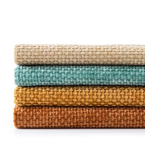 Soft Decorative Chenille Fall Pillow Covers Beige Orange Teal 20x20 (20" x 20" (Pack of 4) / Orange/Teal)