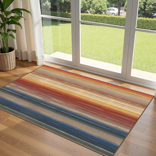 3x5 Ombre Entry Rug (Sunset Ombre - Rust/Blue / 3' x 5' (Rectangular))
