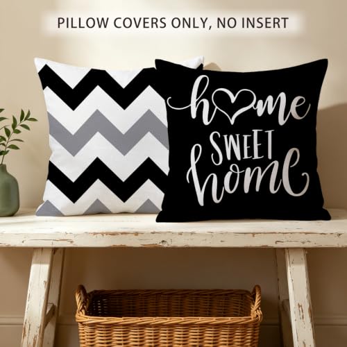 Throw Pillow Covers 18x18 (Black / 18" x 18" (Pack of 4))