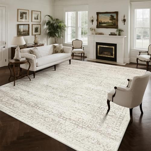 Washable Rugs 10x14 Area Rugs for Living Room (10' x 14' (Rectangular) / Beige-ivory-cream-brown-camel)