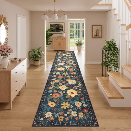 3x14 Washable Runner Rug (Navy Blue / 3' x 14' (Rectangular))