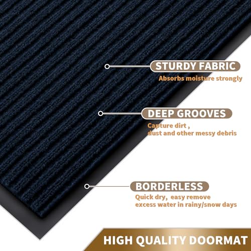 Front Door Mat Outdoor Indoor 47x32 (Navy Blue / 47x32 Inch)