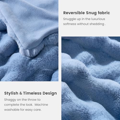 Faux Fur Bubble Throw for Couch (Misty Blue / Twin(60" x 80"))