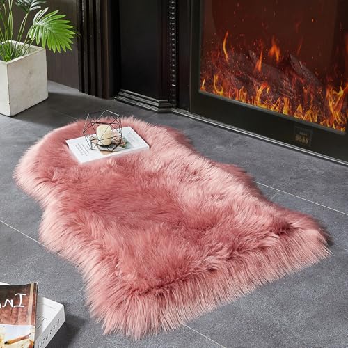 Faux Fur Rug Blush Pink Small Area Rug (2' x 3' (Sheepskin) / Blush Pink)