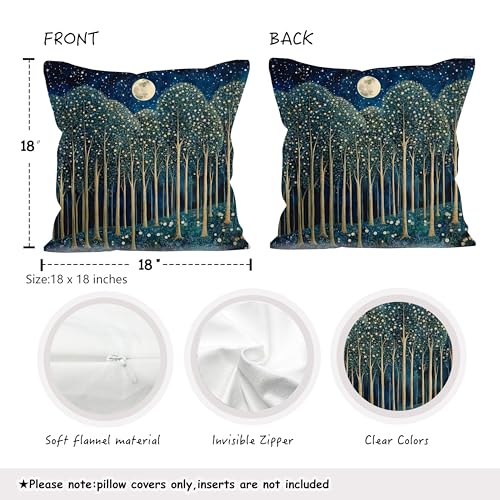 Vintage William Morris Moon Inspired Forest Green Decor Throw Pillow Covers 18x18 Set of 2 (Forest-blue Moon -32 / 18" x 18" (Pack of 1))