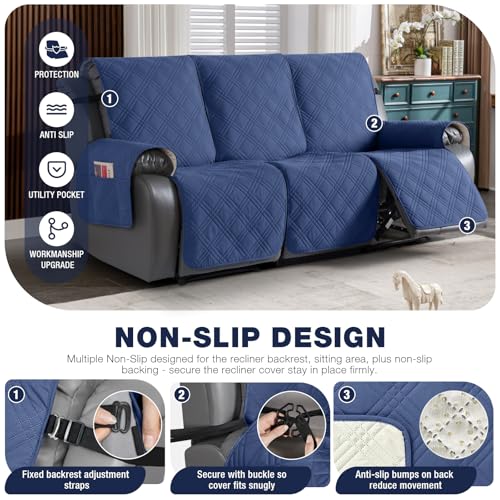 100% Waterproof Recliner Sofa Cover (Ocean Blue / 3 Seater Standard)