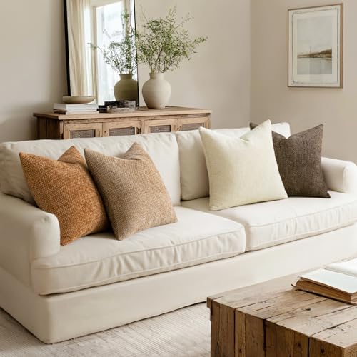 Soft Decorative Chenille Fall Pillow Covers Brown 20x20 Pack of 4 (20" x 20" (Pack of 4) / Brown)