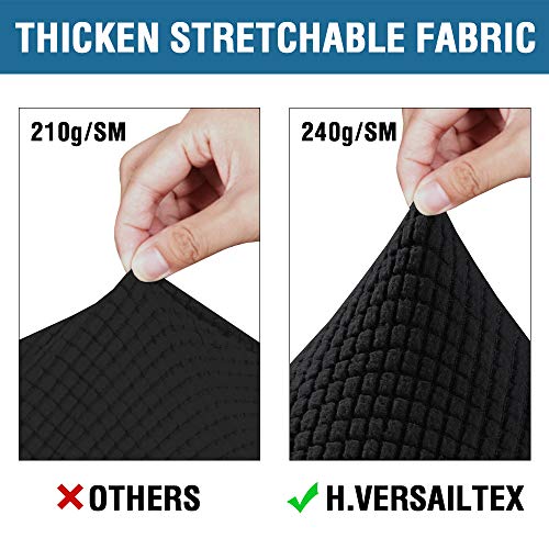 4 Piece Stretch Sofa Covers for 3 Cushion Couch Covers for Living Room Furniture Slipcovers (Large / Black)