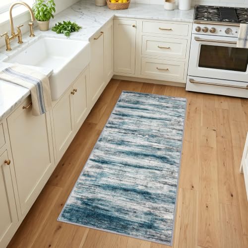 Modern Hallway Runner Rug 2x5 Washable Kitchen Runner Rugs Blue (Blue / 2' x 5' (Runner))