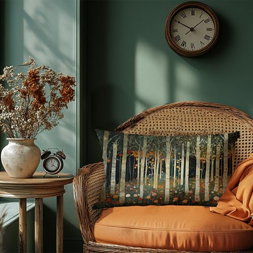 Rustic William Morris Inspired Autumn Forest Decor Pillow Covers 12x20 (Forest-orange 09 / 20" x 12" (Pack of 1))
