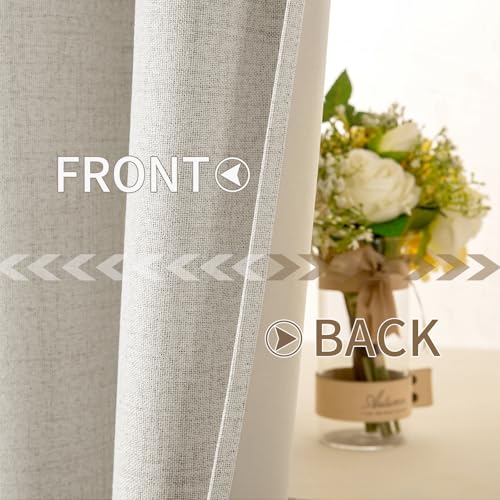 100% Blackout Linen Curtains for Bedroom 52x90 Inches Linen Beige (Linen Beige / 52"W x 90"L (Pack of 2))