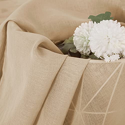 Sheer Curtains Linen Textured Bedroom Curtain Sheers Light Filtering Rod Pocket Voile Curtains for Living Room (54"W x 63"L (Pack of 2) / Beige)
