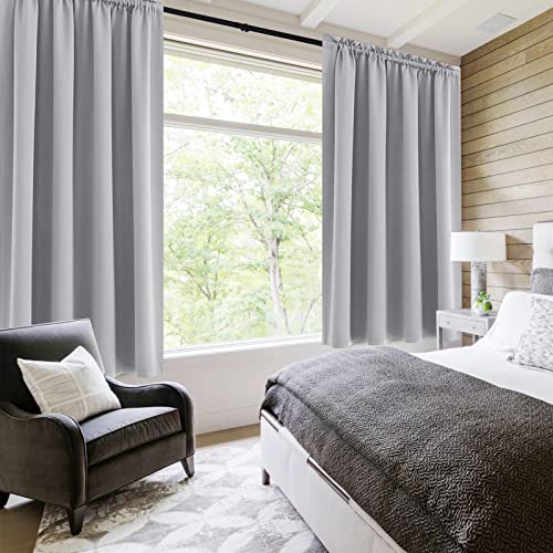 Blackout Curtains Room Darkening Thermal Insulated Bedroom Curtains Window Curtain Panels (Silver Grey / 52"W x 63"L (Pack of 2))