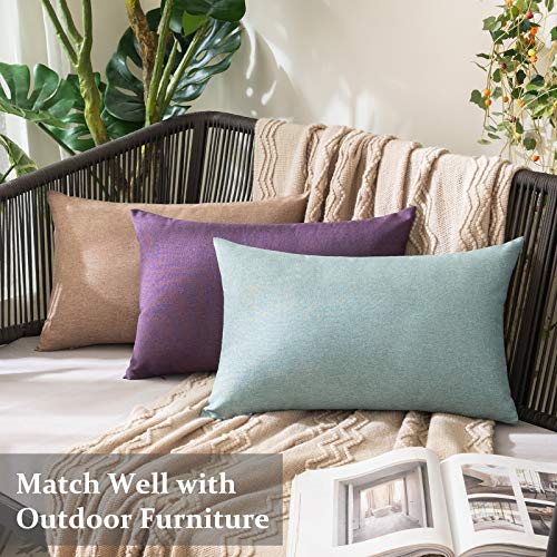 Decorative Outdoor Pillow Covers Lumbar Waterproof 12x20 Khaki (20" x 12" (Pack of 2) / Khaki)
