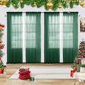 Solid Sheer Rod Pocket Curtain Voile Draperies 4 Panels White Beige Black Grey Ivory 52 Inch Width 108 Inch Long 1 Pair for Kitchen Bedroom Children Living Room Yard (Foliage Green / 52"W x 108"L (Pack of 4))