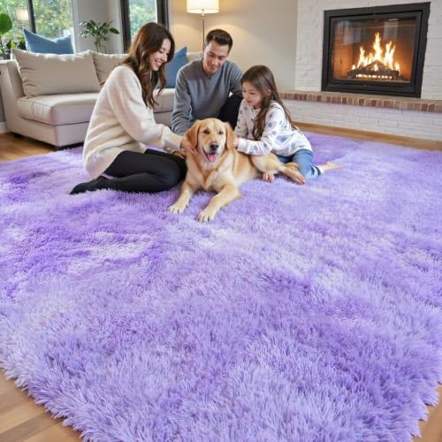 5x8 Purple Starry Shag Area Rug for Living Room (Purple Starry / 5' x 8' (Rectangular))