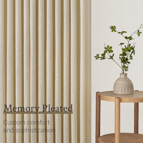 Pinch Pleated Curtains 90 Inches Long 2 Panels Set (Natural Linen / 40"W x 90"L (Pack of 2))