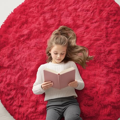 Red Round Rugs for Bedroom (5 Ft Round / Red)