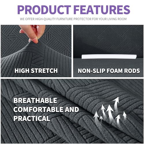 Super Stretch Loveseat Covers (- Dark Grey / Medium (57"-70"))