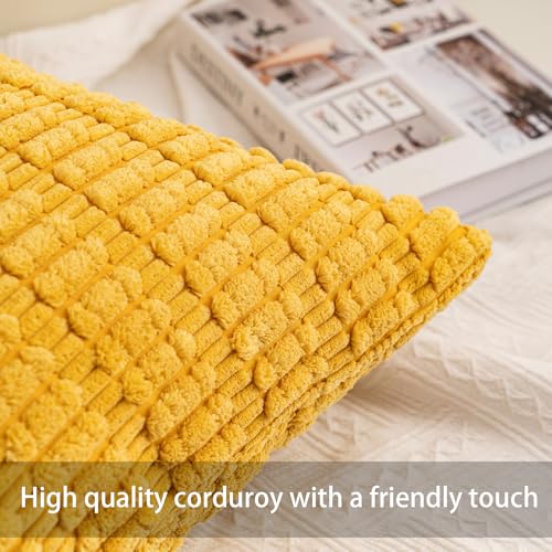Pack of 2 Corduroy Decorative Throw Pillow Covers 12x24 Inch (Yellow / 24" x 12" (Pack of 2))