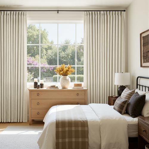 Extra Wide Pinch Pleat 100 x 96 Inch Linen Semi Sheer Curtains 1 Panel (Linen / 100"W x 96"L (Pack of 1))