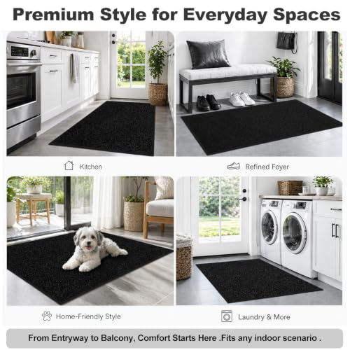 Super Absorbent Front Door Mat (Pure Black / 2' x 6' (Rectangular))