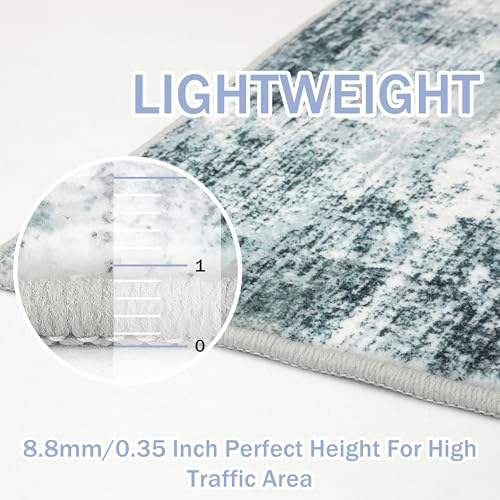 Abstract Runner Rug 2x6 Ft Washable Runners for Hallways (Sage/Grey/White / 2' x 6' (Rectangular))