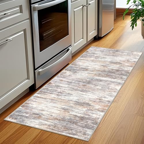 Kitchen Runner Rug for Hallway Non (Multi Grey/Orange / 2' x 5' (Runner))